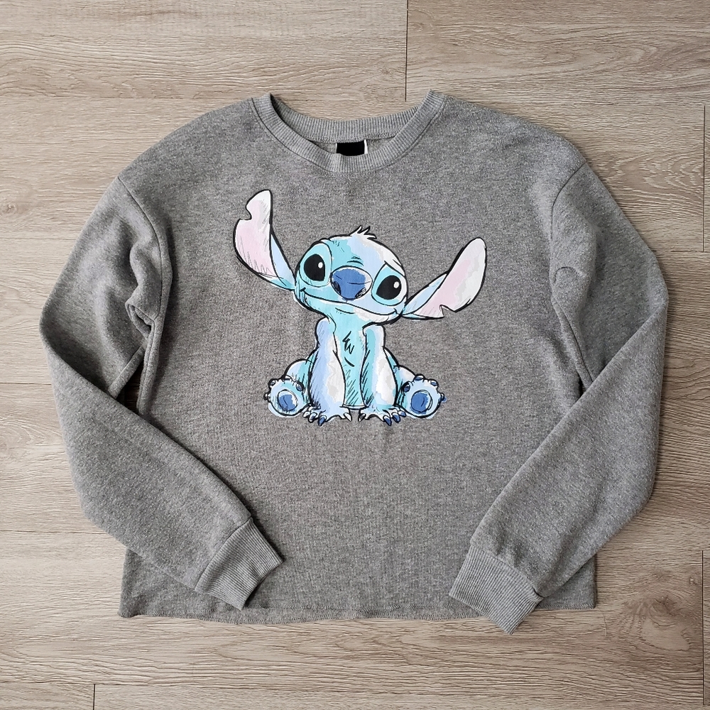 Disney's Stitch grey long sleeve pullover sweater size Small Lilo & Stitch movie